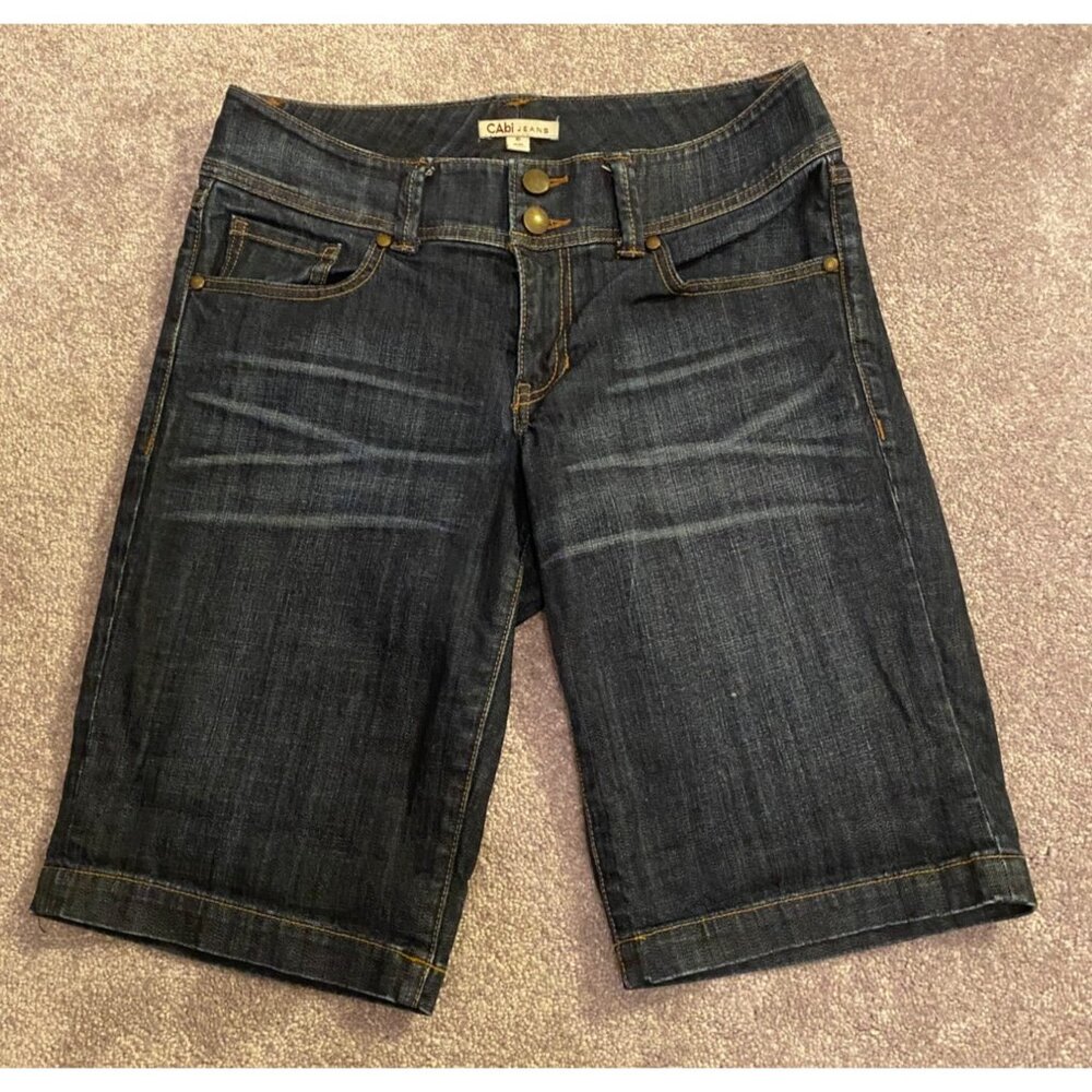 CAbi Womens Dark Wash Denim Bermuda Shorts Size 6 Cotton Blend